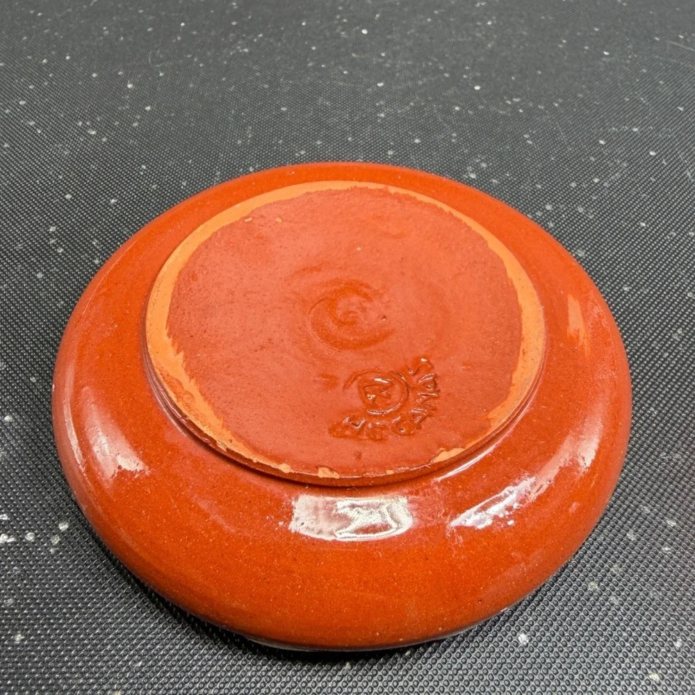 Hoganas‎ Keramik Redware Pottery Dish Hultsjo Swedish Folk Art Spiral 4 Inch